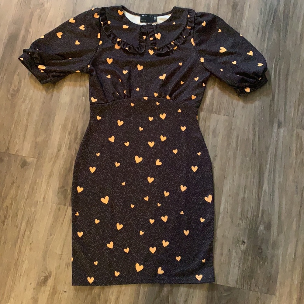 ASOS mini dress w/ collar black heart dress - Picture 5 of 7